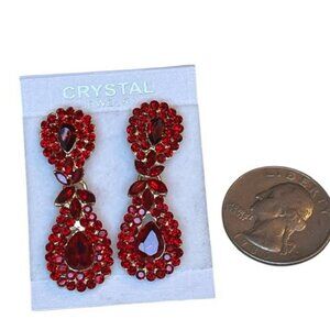 Earrings red crystals pierced